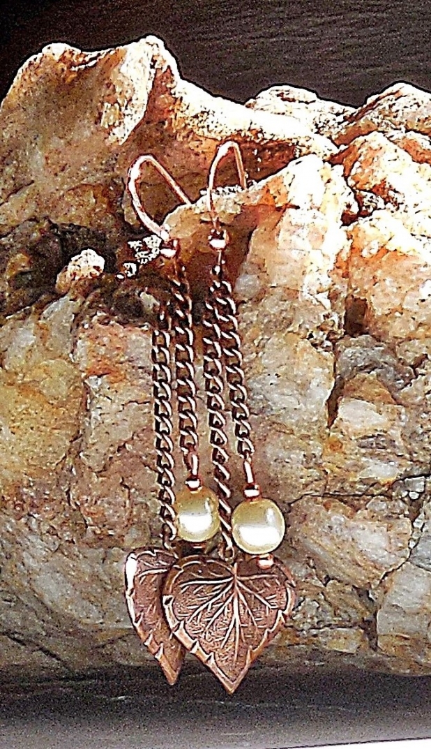 PEARL AND COPPER EARRINGS