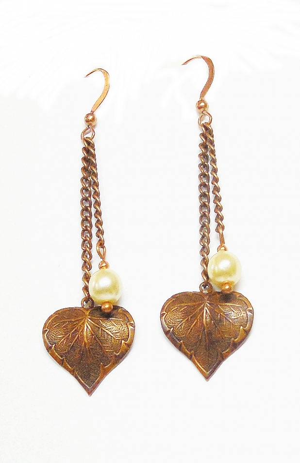 PEARL AND COPPER EARRINGS