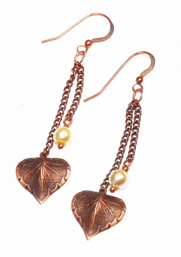 PEARL AND COPPER EARRINGS