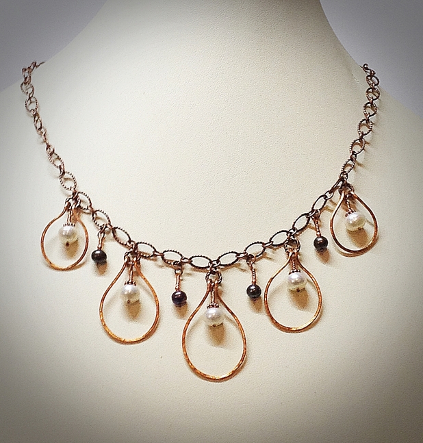 Tahitian and potato pearls with copper