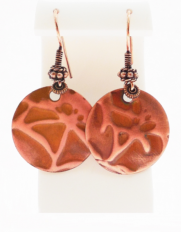 LOTUS EMBOSSED COPPER EARRINGS