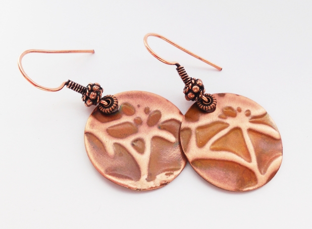 LOTUS EMBOSSED COPPER EARRINGS