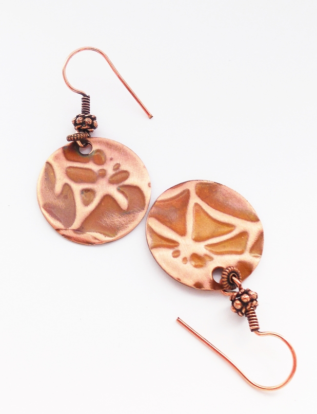 LOTUS EMBOSSED COPPER EARRINGS