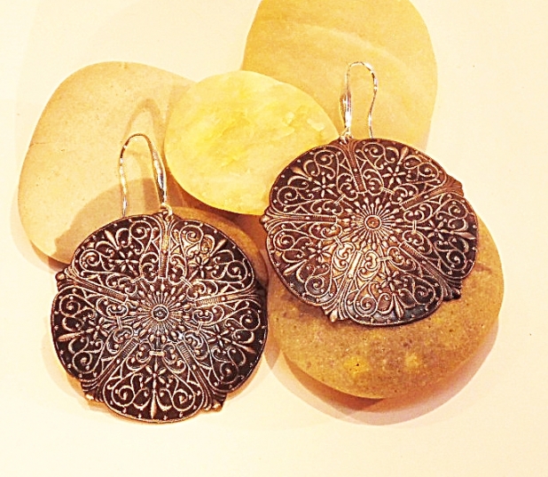 Sterling embossed earrings