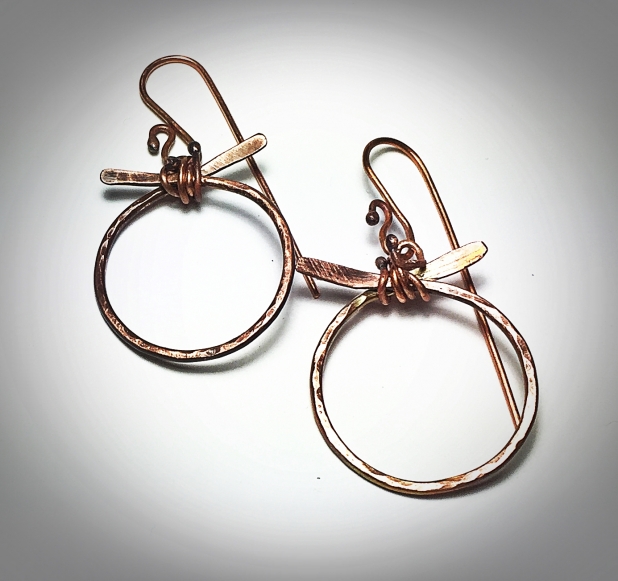 Forged copper earrings