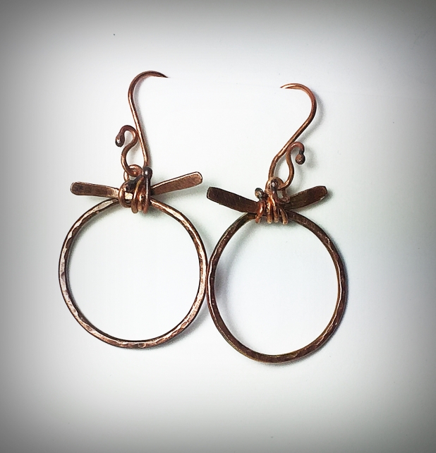 Forged copper earrings