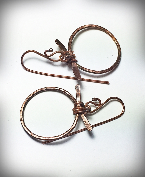 Forged copper earrings