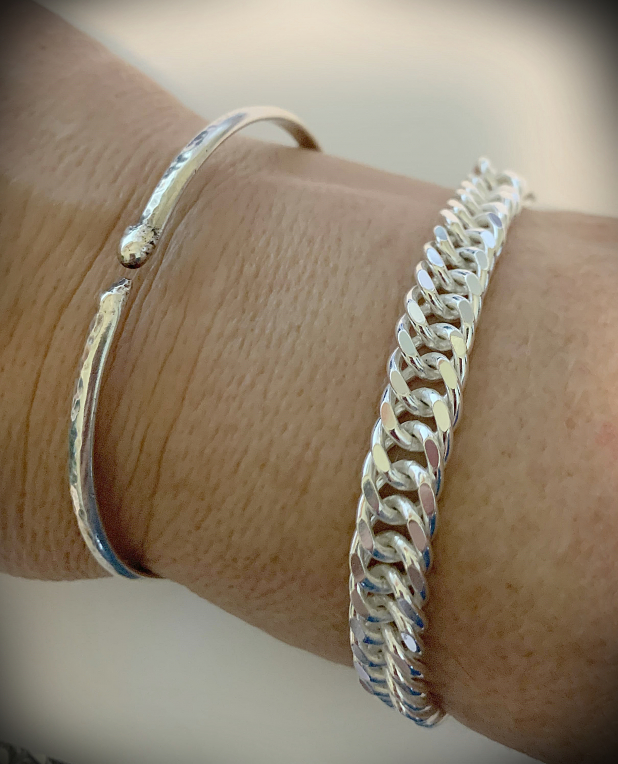 Sterling flattened curb chain bracelet