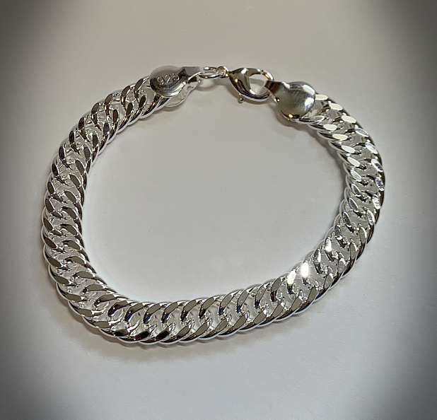 Sterling flattened curb chain bracelet