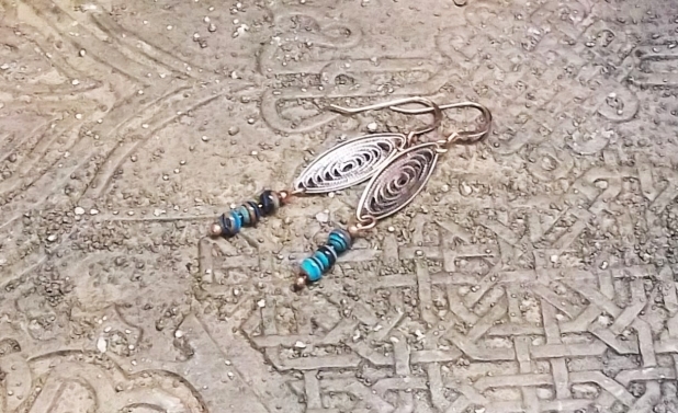 Copper and turquoise earrings