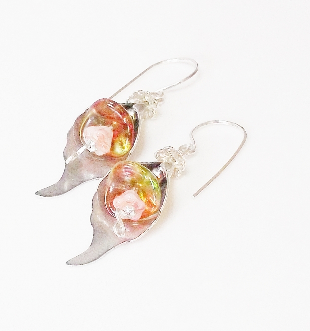 Silver calla lily earrings