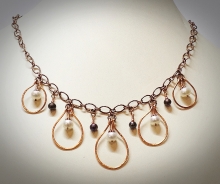 Tahitian and potato pearls with copper