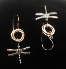 Antique copper dragonfly earrings