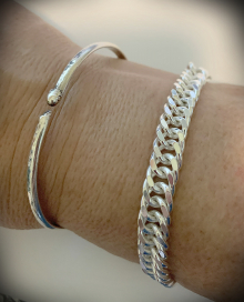 Sterling flattened curb chain bracelet